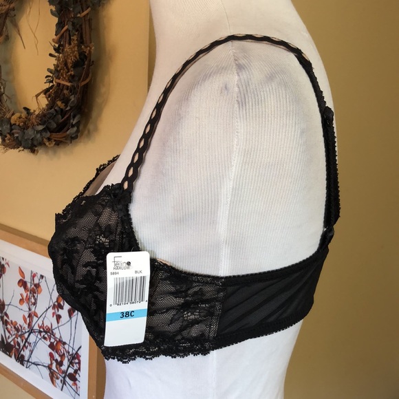 FELINA Size 38C HARLOW Lace Underwire Sexy Romantic Pretty Black & Nude $69 NEW - Picture 6 of 15